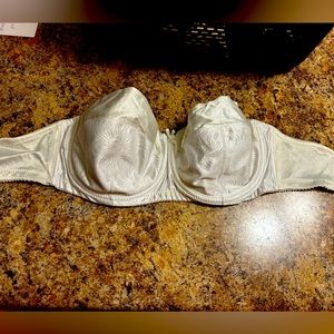 White satin strapless. Size 36DD